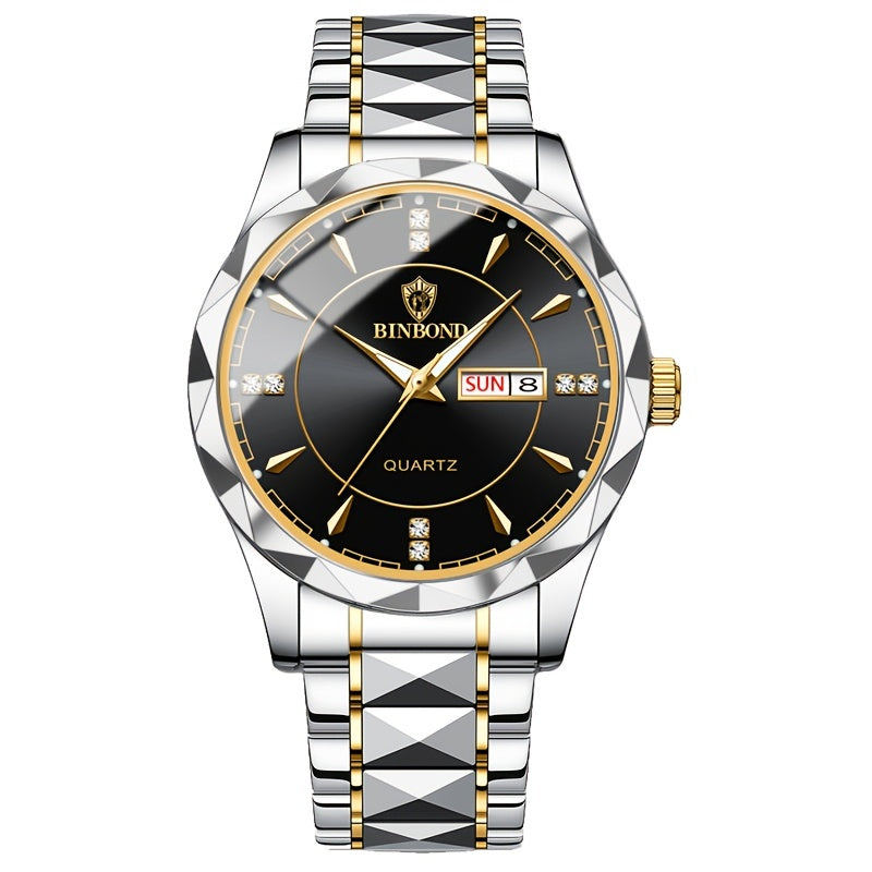 Montre tendance pour homme montre Classe et Élégante en Acier Tungsten Étanche avec calendrier à quartz La Capsule