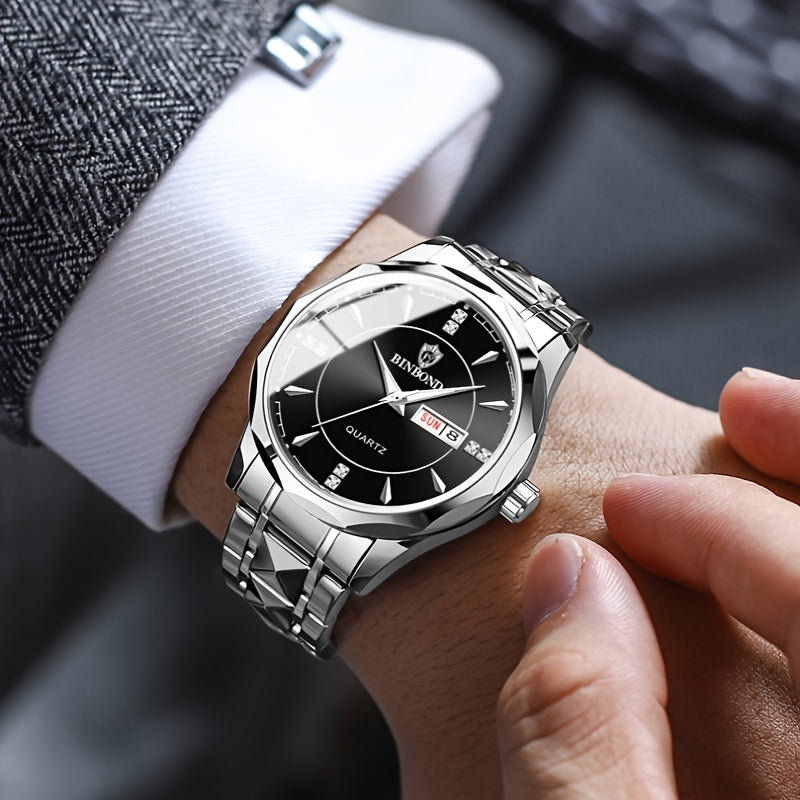 Montre tendance pour homme montre Classe et Élégante en Acier Tungsten Étanche avec calendrier à quartz La Capsule