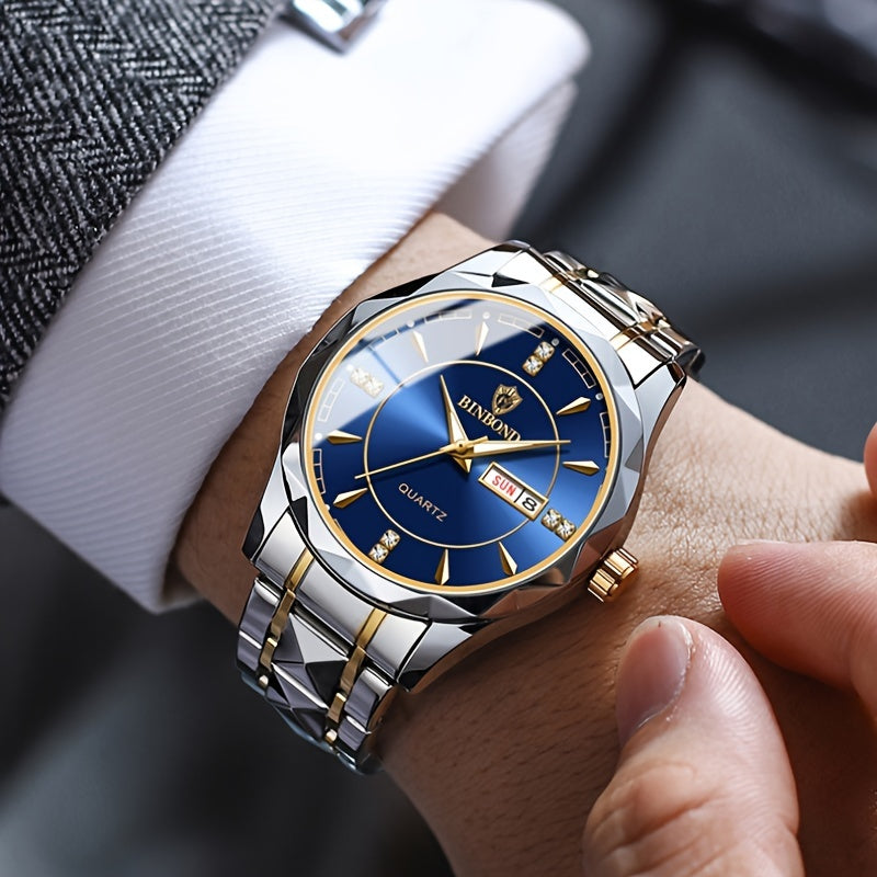 Montre tendance pour homme montre Classe et Élégante en Acier Tungsten Étanche avec calendrier à quartz La Capsule