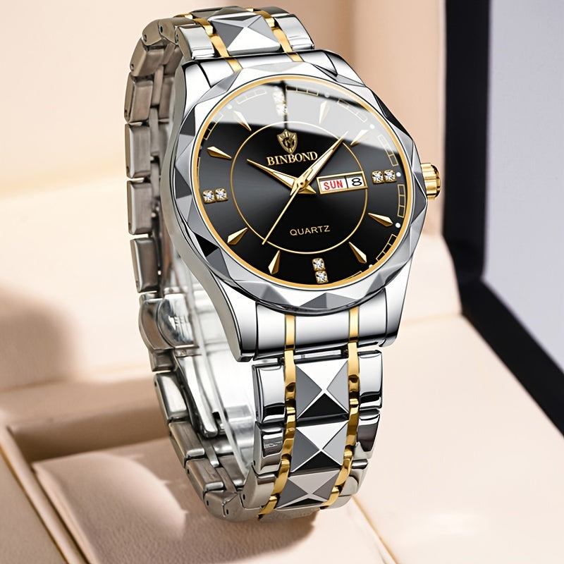 Montre tendance pour homme montre Classe et Élégante en Acier Tungsten Étanche avec calendrier à quartz La Capsule