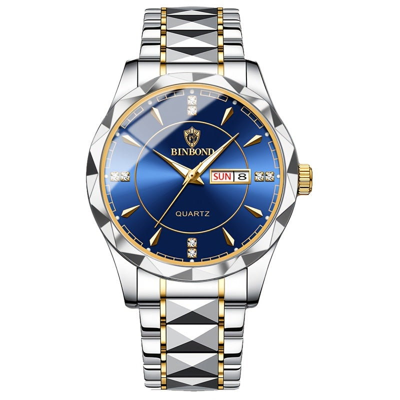 Montre tendance pour homme montre Classe et Élégante en Acier Tungsten Étanche avec calendrier à quartz La Capsule
