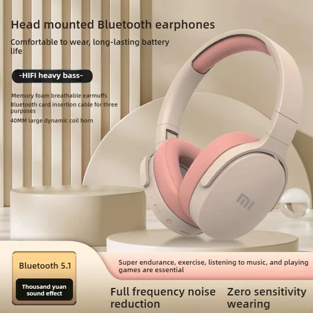 Xiaomi Wireless Bluetooth Headphones Over Ear HiFi Stereo Foldable Lightweight Headset Supports TF Cards 3.5mm Type-C Interface La Capsule
