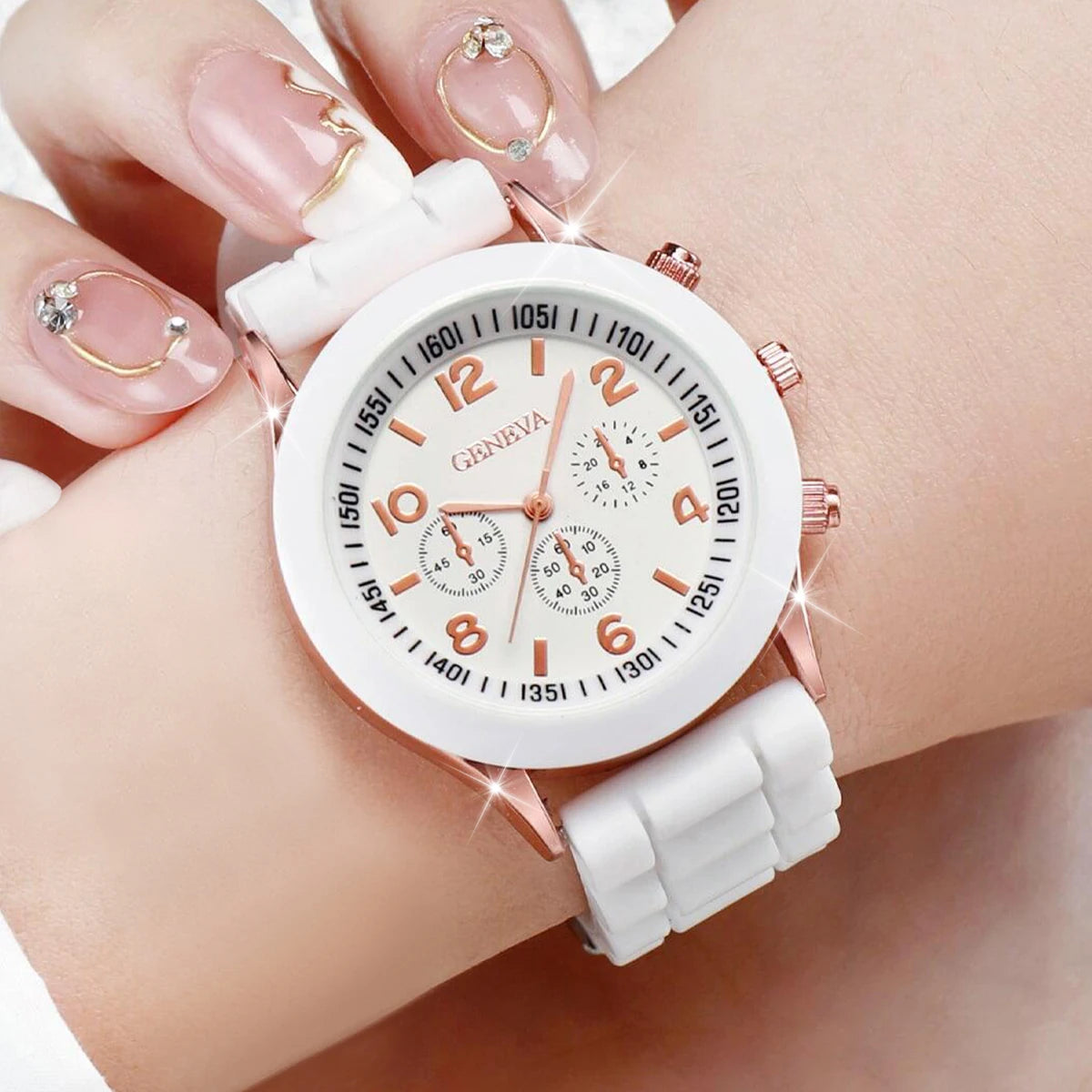 Ensemble de montres pour femme avec Cadran arabe à la mode Bracelet en silicone Quartz La Capsule