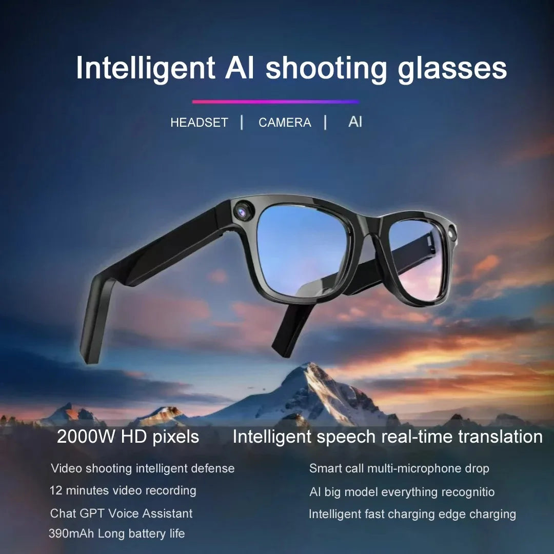 Lunettes d'IA HD anti-sac à secousses visqueuses de contact vis-à-vis des lunettes vidéo d'appel d'appel d'appel de bruit sans fil Bluetooth lunettes lunettes La Capsule