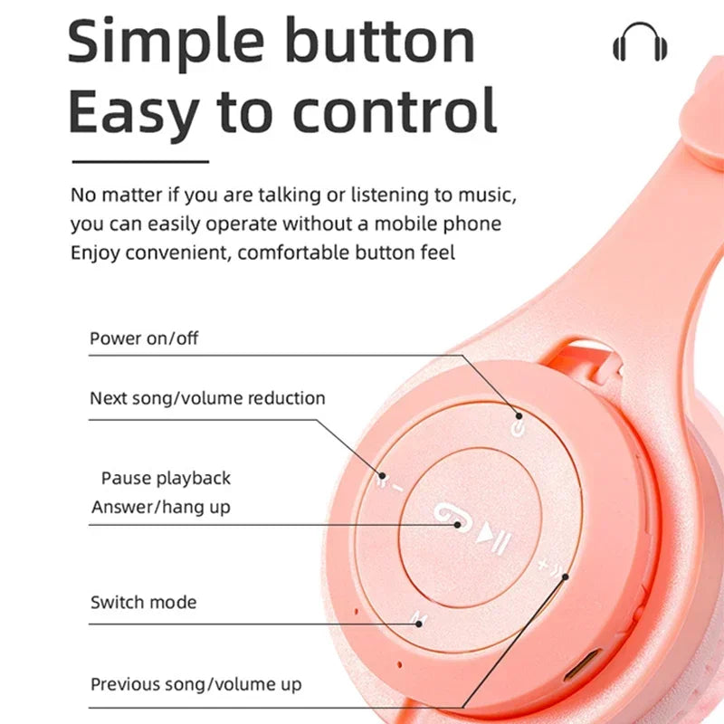Headphones Kids Wireless Bluetooth Earphones Stereo Foldable Helmets Gaming Headsets Over-ear Headphones for Android ios Music La Capsule