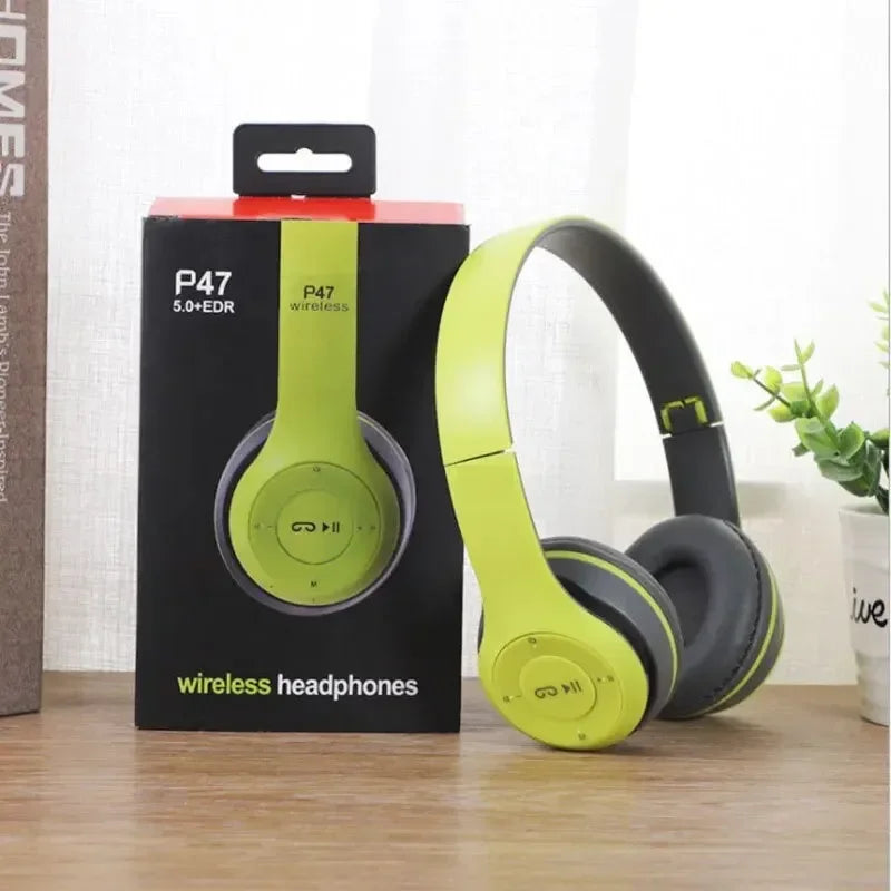 P47 Bluetooth 5.0 Wireless Headphone Foldable HIFI Stereo Bass Earphone Kid Helmet Gift With Mic USB Adaptor For iPhone Game La Capsule