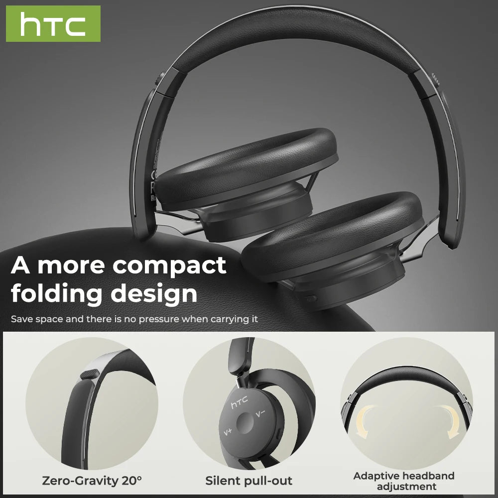 ForHTC PH06 casque sans fil Bluetooth 5.4 sur l'oreille casque avec micro Mode basse/Pop casque pliable haute résolution 90H La Capsule