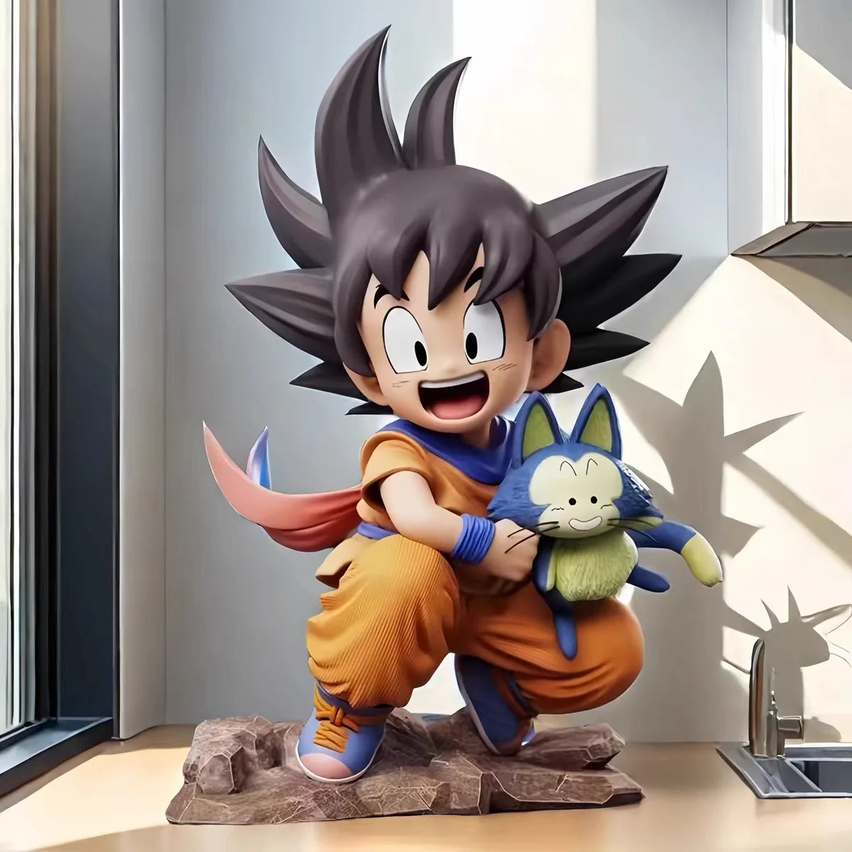 Figurine Dragon Ball Childhood Son Goku Hold Puaru Goku Embrace Puar Yamcha anime Action Figures Model Doll Desktop Decoration Toy La Capsule