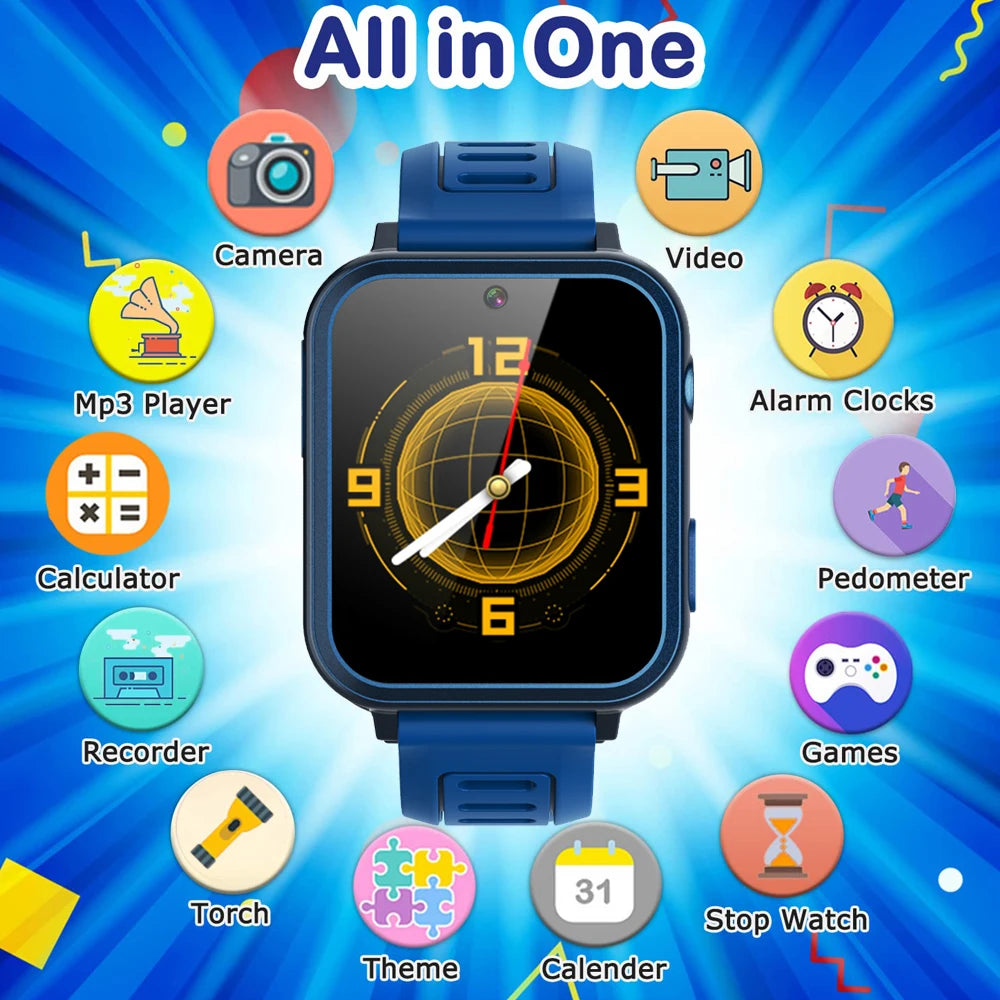 Children's Wristwatch 24 Games Kids Smart Watch Music Play Pedometer Tracker Time Display Video Audio Record Torch Smartwatch La Capsule