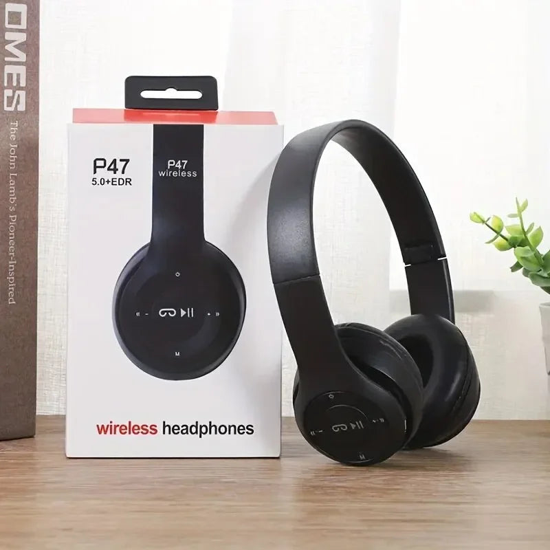 P47 Bluetooth 5.0 Wireless Headphone Foldable HIFI Stereo Bass Earphone Kid Helmet Gift With Mic USB Adaptor For iPhone Game La Capsule
