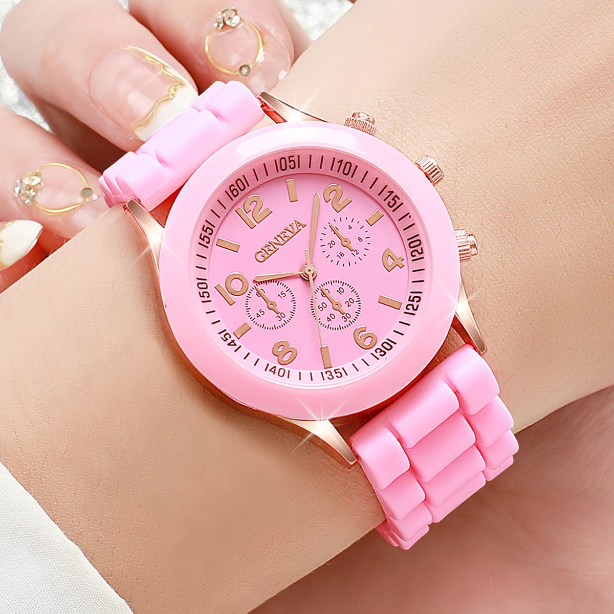 Ensemble de montres pour femme avec Cadran arabe à la mode Bracelet en silicone Quartz La Capsule