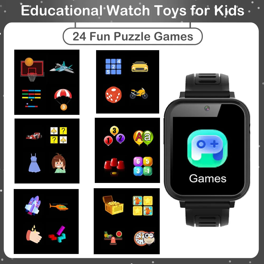 Children's Wristwatch 24 Games Kids Smart Watch Music Play Pedometer Tracker Time Display Video Audio Record Torch Smartwatch La Capsule