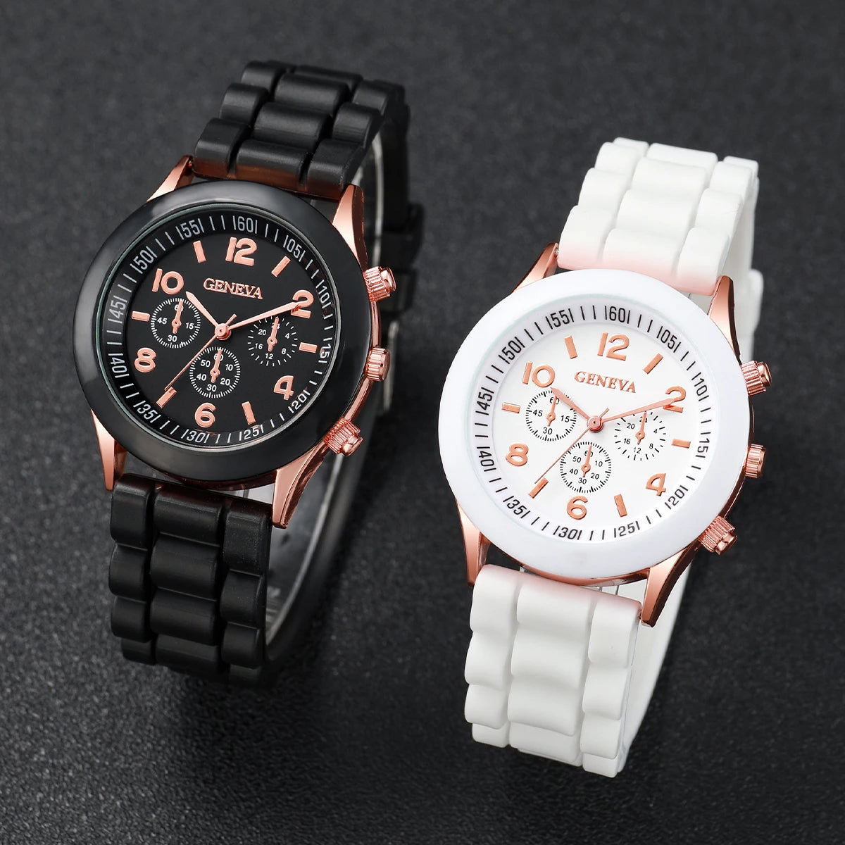 Ensemble de montres pour femme avec Cadran arabe à la mode Bracelet en silicone Quartz La Capsule