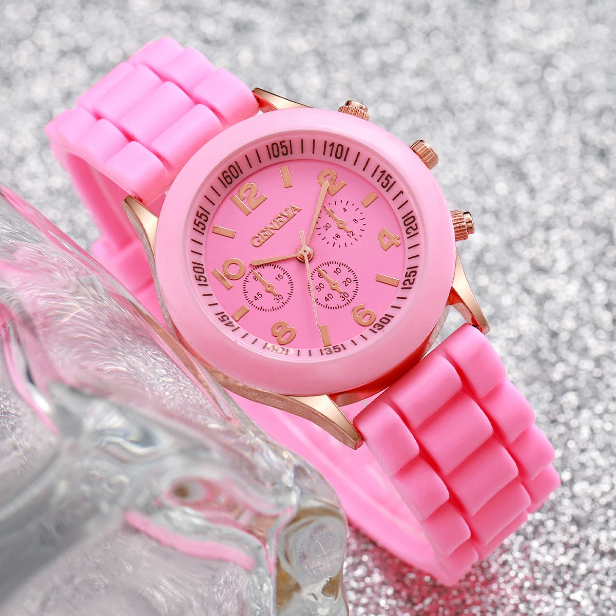 Ensemble de montres pour femme avec Cadran arabe à la mode Bracelet en silicone Quartz La Capsule