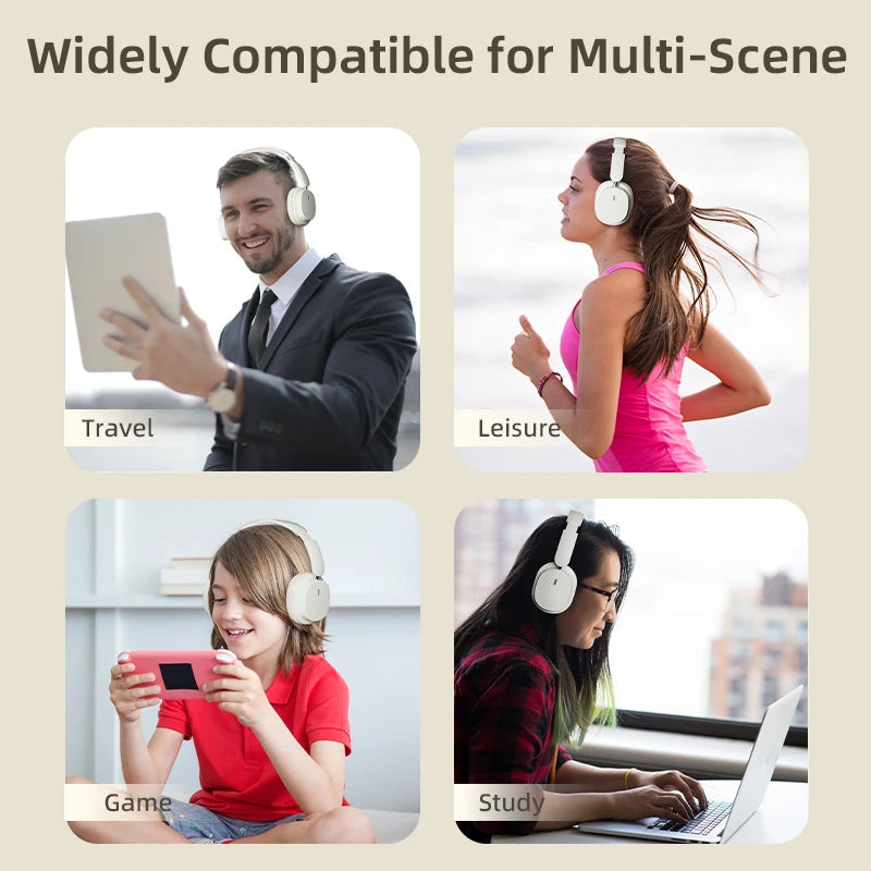 Bluetooth 5.3 Fashion Wireless Headphones HIFI Stereo Portable Over-ear Business Headset Low Latency Gaming Earphones With Mic La Capsule