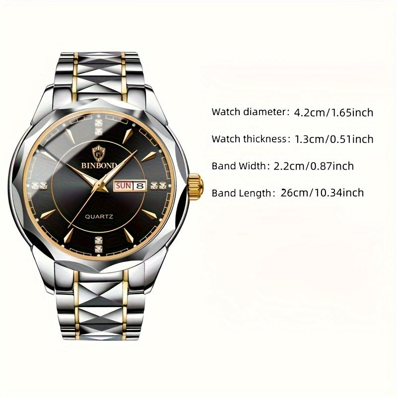 Montre tendance pour homme montre Classe et Élégante en Acier Tungsten Étanche avec calendrier à quartz La Capsule