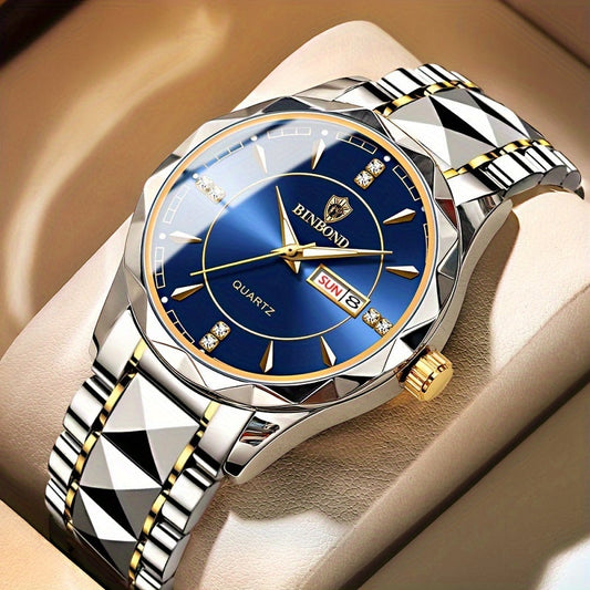 Montre tendance pour homme montre Classe et Élégante en Acier Tungsten Étanche avec calendrier à quartz La Capsule