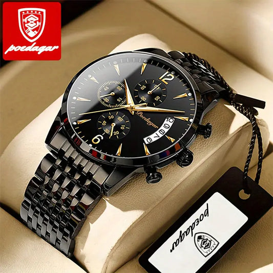 Montre classe et décontractée pour homme Mouvement à quartz Lumineuse avec Calendrier en Acier inoxydable La Capsule