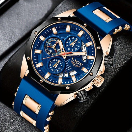 Montre de luxe LIGE pour homme Chronographe Style de luxe Mouvement à quartz Lumineuse avec grand Cadran La Capsule
