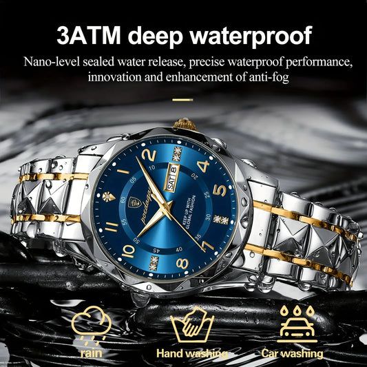 Montre Poedagar pour homme Classe et Décontractée Étanche et Lumineuse avec Calendrier en Acier inoxydable La Capsule