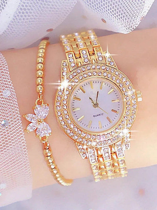 Montre bracelet pour femme en Alliage avec échelle de vraie ongle en Diamant 2 pièces à la mode La Capsule