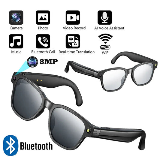 Lunettes intelligentes avec caméra HD 8M 1200P anti-braconnage HD vidéo AI assistant acoustique de la voix intelligente translation en temps réel Reconnaissance de l'objet La Capsule