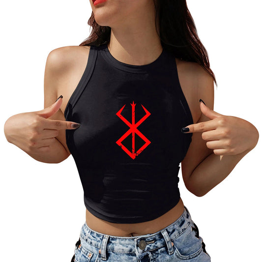 Anime Guts, Berserk Women's Y2K Cool Sleeveless Round Neck Tank Top Graphic Print Short Vest Tee Cool Street Fashion Women Cloth La Capsule