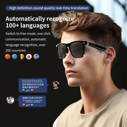 Lunettes de sport E13 Mise à jour AI Translator Headset Built-in Mic Black tech Touch Control Homme Femm Anti Blue Light Sunglasses La Capsule