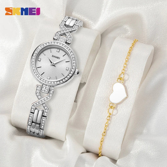 Montre à quartz pour femme SKMEI Style romantique Bracelet fin Bracelet à la mode Étanche La Capsule