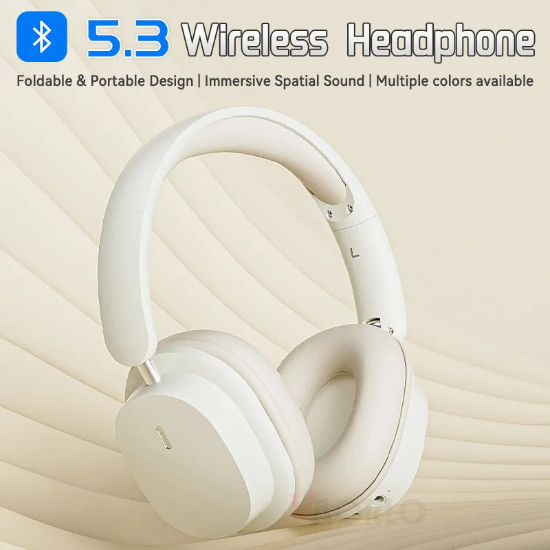 Bluetooth 5.3 Fashion Wireless Headphones HIFI Stereo Portable Over-ear Business Headset Low Latency Gaming Earphones With Mic La Capsule