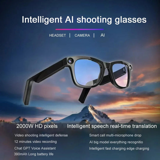 Lunettes d'IA HD anti-sac à secousses visqueuses de contact vis-à-vis des lunettes vidéo d'appel d'appel d'appel de bruit sans fil Bluetooth lunettes lunettes La Capsule