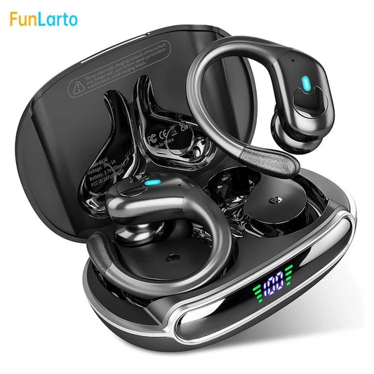 Sports Bluetooth Earphones IPX7 Waterproof Wireless Headphones 60hrs Music with Mic LED Power Display Soft Earhook TWS Earbuds La Capsule