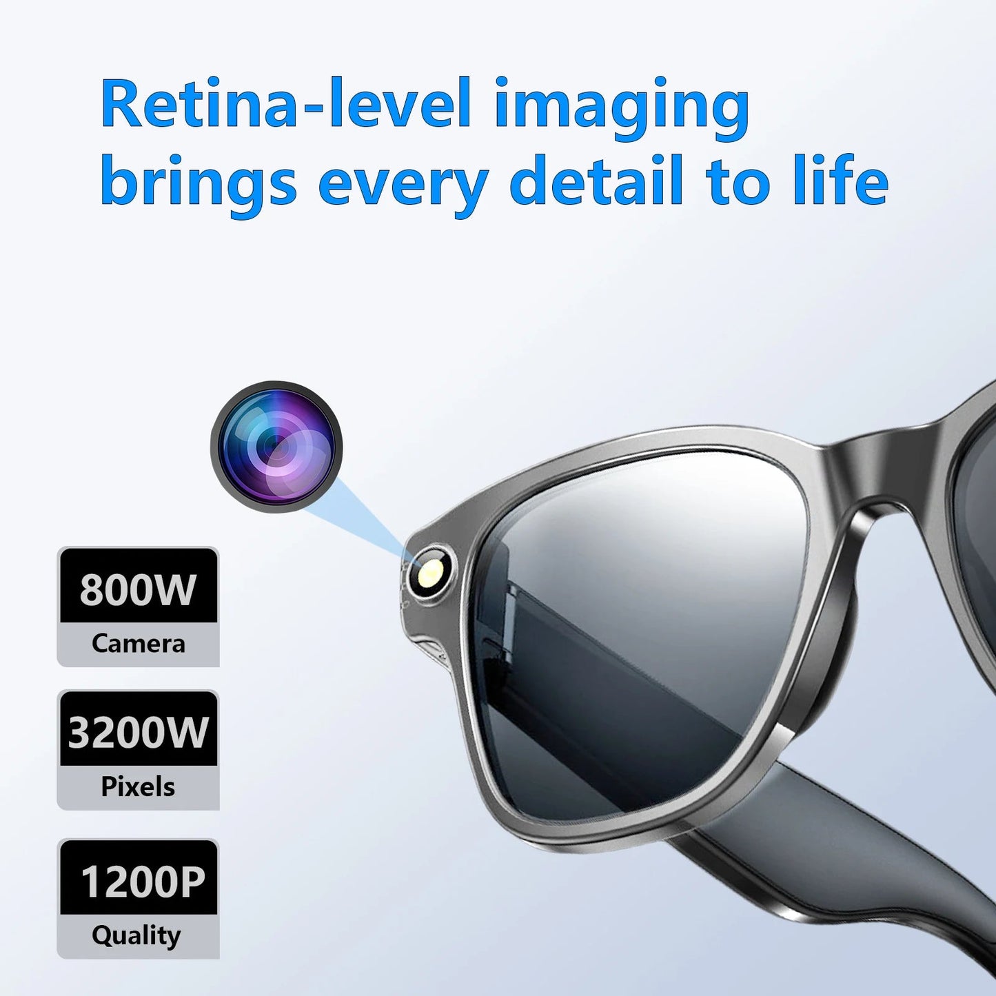 Lunettes intelligente AI Enregistrement Videos AI Photo Reconnaissance Réponse Réponse 270mAh Grande Batterie Lunettes Bluetooth Imperméables La Capsule