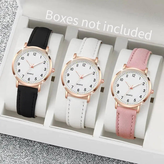 Montre simple pour femme Mode avec cadran arabe Bracelet en cuir décontracté La Capsule