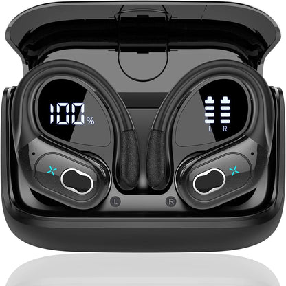 Bluetooth 5.4 Headphones True Wireless Earbuds Bass Stereo Sound with LED Power Display Case 75H Playback Earphones With Mic ENC La Capsule