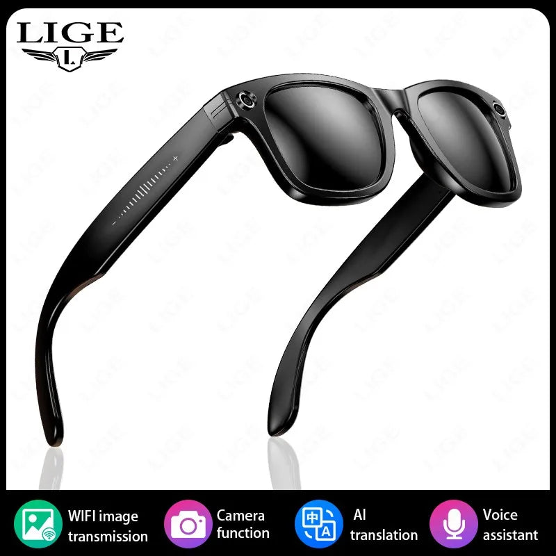 Lunettes d'IA HD Anti-shake Camera Enregistrement vidéo Smart Glasses Appel vocal sans fil Bluetooth Traduction Sunglas La Capsule