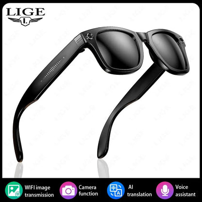 Lunettes d'IA HD Anti-shake Camera Enregistrement vidéo Smart Glasses Appel vocal sans fil Bluetooth Traduction Sunglas La Capsule