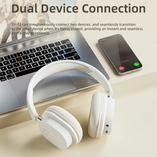 Bluetooth 5.3 Fashion Wireless Headphones HIFI Stereo Portable Over-ear Business Headset Low Latency Gaming Earphones With Mic La Capsule