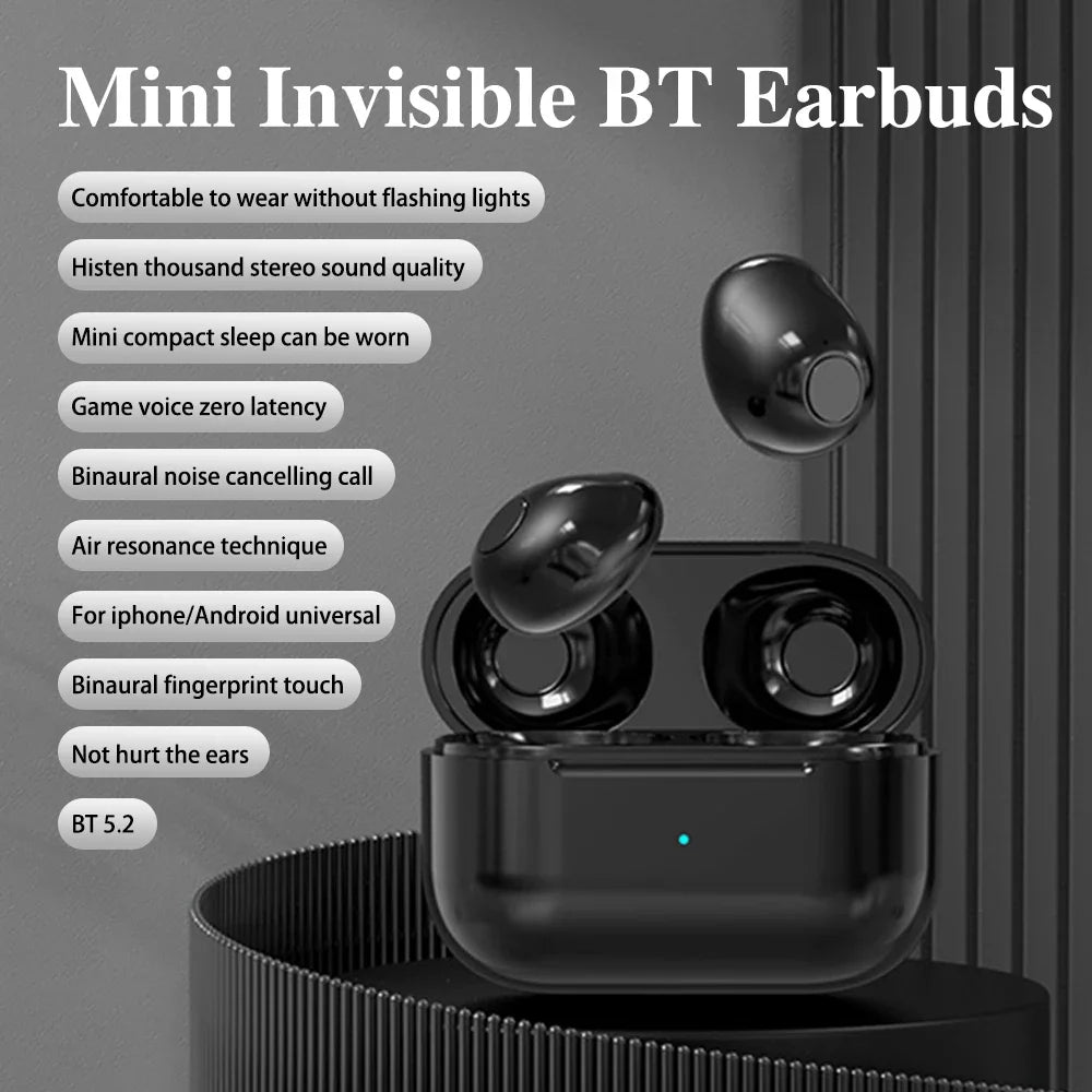 BT 5.2 Wireless Bluetooth Headset Ergonomic Noise Cancellation No Delay USB Charging In-Ear Sports Headset English Prompt Voice La Capsule