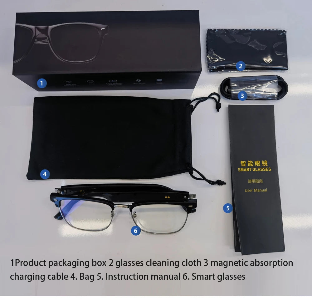 Lunettes de sport E13 Mise à jour AI Translator Headset Built-in Mic Black tech Touch Control Homme Femm Anti Blue Light Sunglasses La Capsule