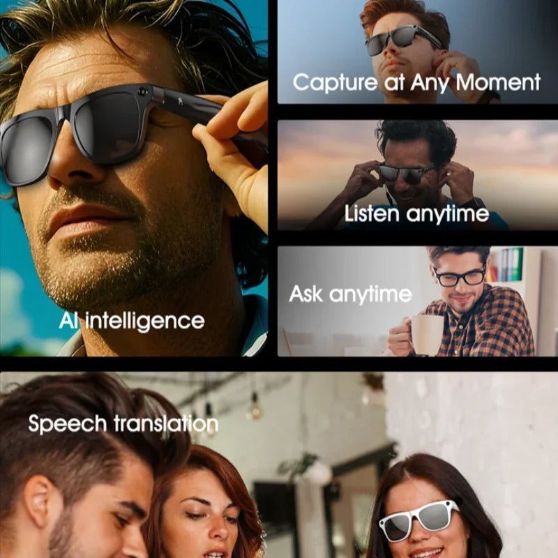 Lunettes Xiaomi AI  Camera 6K HD Avec Long-ending Baty Assistant Voix Contrôle Appel à la musique Lunettes photo grises extérieures La Capsule