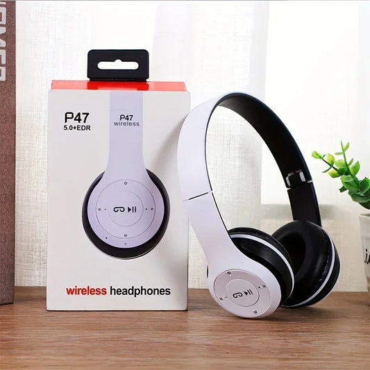 P47 Bluetooth 5.0 Wireless Headphone Foldable HIFI Stereo Bass Earphone Kid Helmet Gift With Mic USB Adaptor For iPhone Game La Capsule