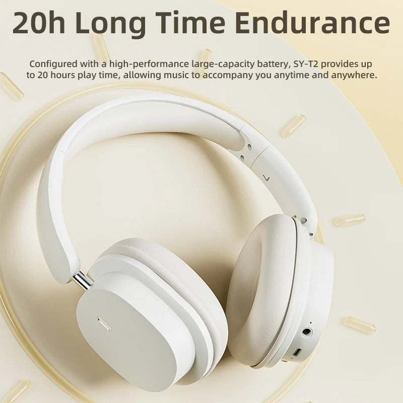 Bluetooth 5.3 Fashion Wireless Headphones HIFI Stereo Portable Over-ear Business Headset Low Latency Gaming Earphones With Mic La Capsule