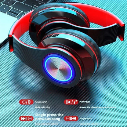 Head-Mounted Gaming Headphones Blutooth Surround Sound Stereo Wireless Earphone with Micro Phone Colourful PC Laptop Headset La Capsule