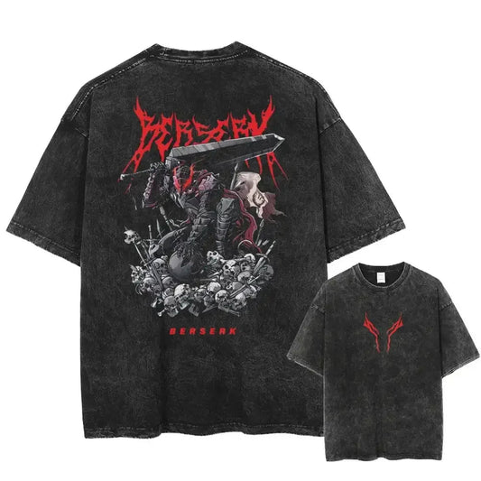 Anime Berserk Graphic Printed T Shirt Men Hip Hop Oversize Washed T-Shirt Streetwear Harajuku Spring Summer Short Sleeve Tshirt La Capsule