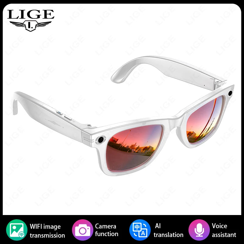 Lunettes d'IA HD Anti-shake Camera Enregistrement vidéo Smart Glasses Appel vocal sans fil Bluetooth Traduction Sunglas La Capsule