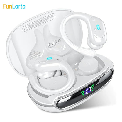 Sports Bluetooth Earphones IPX7 Waterproof Wireless Headphones 60hrs Music with Mic LED Power Display Soft Earhook TWS Earbuds La Capsule