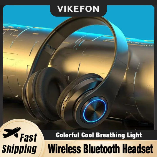 Head-Mounted Gaming Headphones Blutooth Surround Sound Stereo Wireless Earphone with Micro Phone Colourful PC Laptop Headset La Capsule