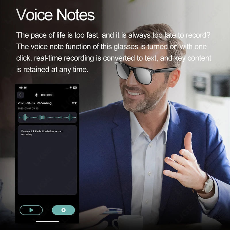 Lunettes intelligentes d'IA de haute technologie peuvent être équipées de diverses lentilles telles que des lunettes de soleil, de la lumière bleue, de la myopie, des lunettes pour hommes pour femmes La Capsule