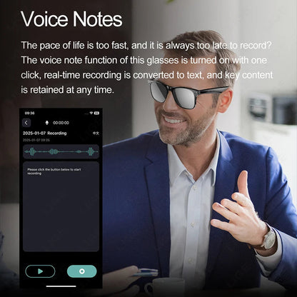Lunettes intelligentes d'IA de haute technologie peuvent être équipées de diverses lentilles telles que des lunettes de soleil, de la lumière bleue, de la myopie, des lunettes pour hommes pour femmes La Capsule